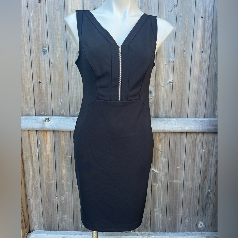 Kenneth Cole Bodycon Dress Black with Silver Front Zipper